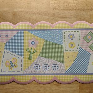 NEW Kids Line Isabella Pastel Flowers & Patchwork Wall Paper Border